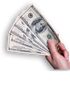 Hand with dollar bills displayed as fan